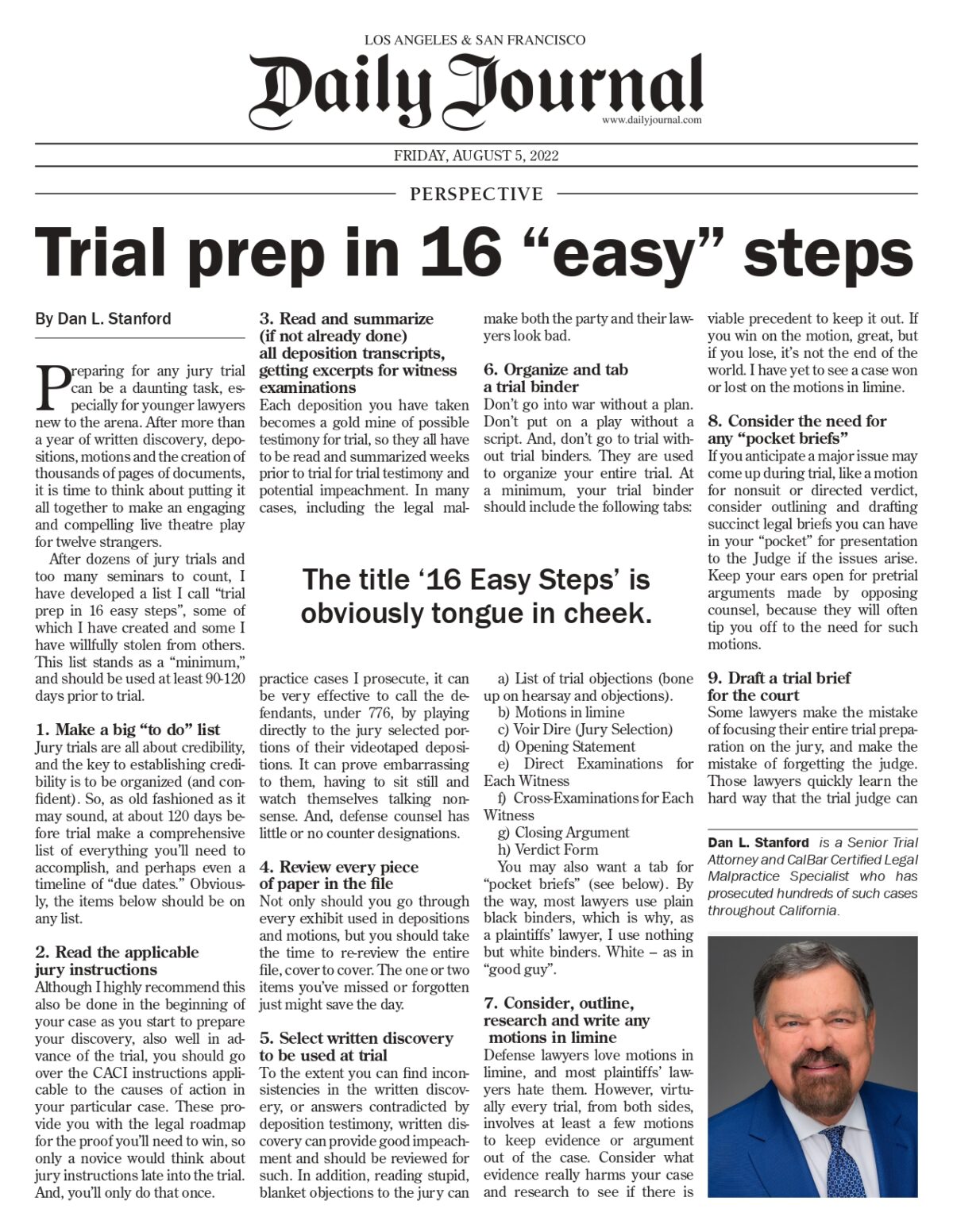 Trial Prep in 16 “easy” steps